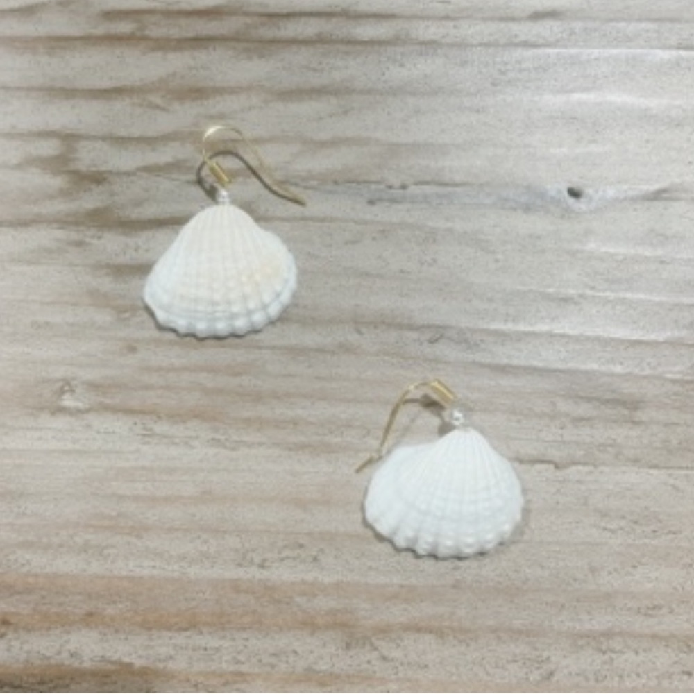 White Shell Dangle Earrings